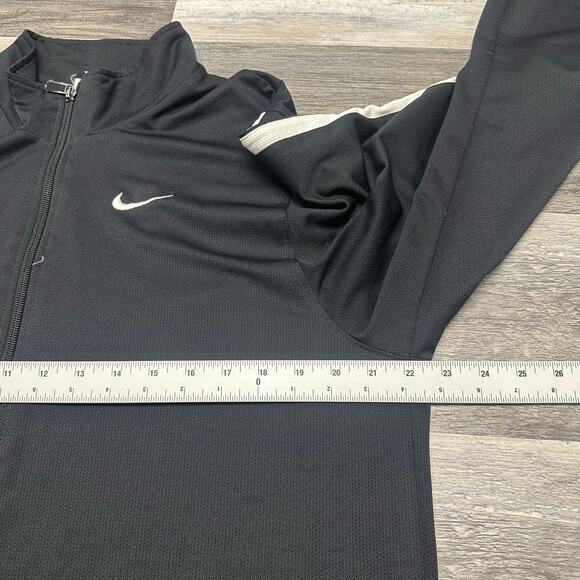 Nike Black White Stripe Mens Large Mini Swoosh Performance Full Zip Track Jacket - Picture 6 of 8